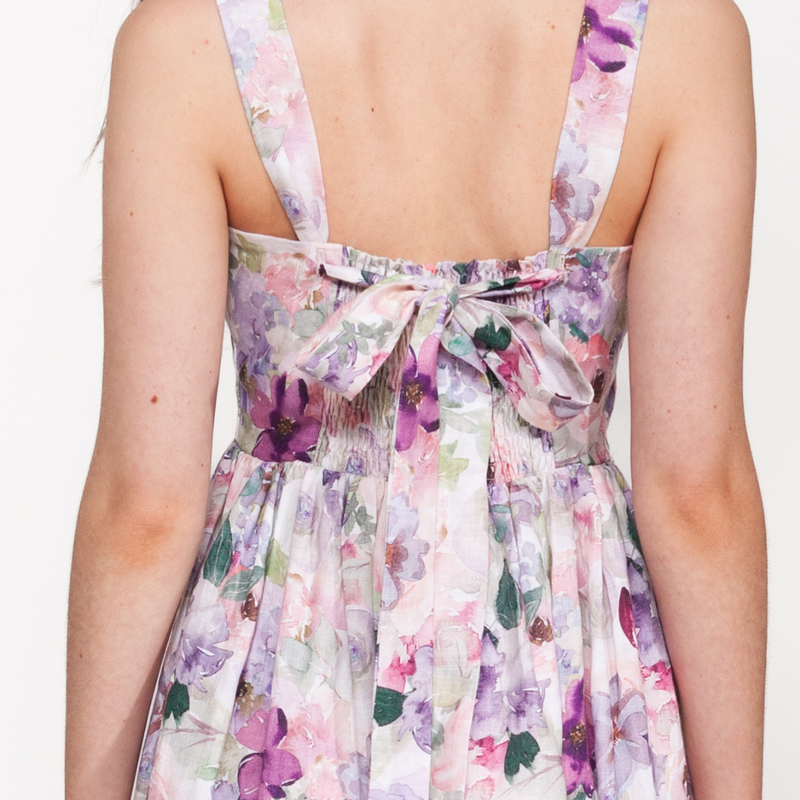 Camellia Purple Floral Maxi Dress | 100% Linen