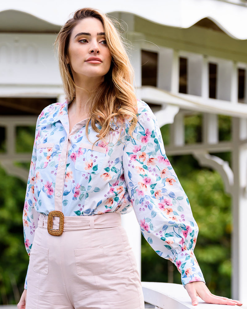 Jasmine Long Sleeve Floral Women's Business Shirt | Organic Cotton